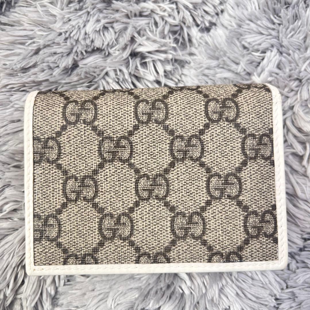 良品✨GUCCI GGスプリーム　ホワイト　折り財布　 ホースビット　レディース