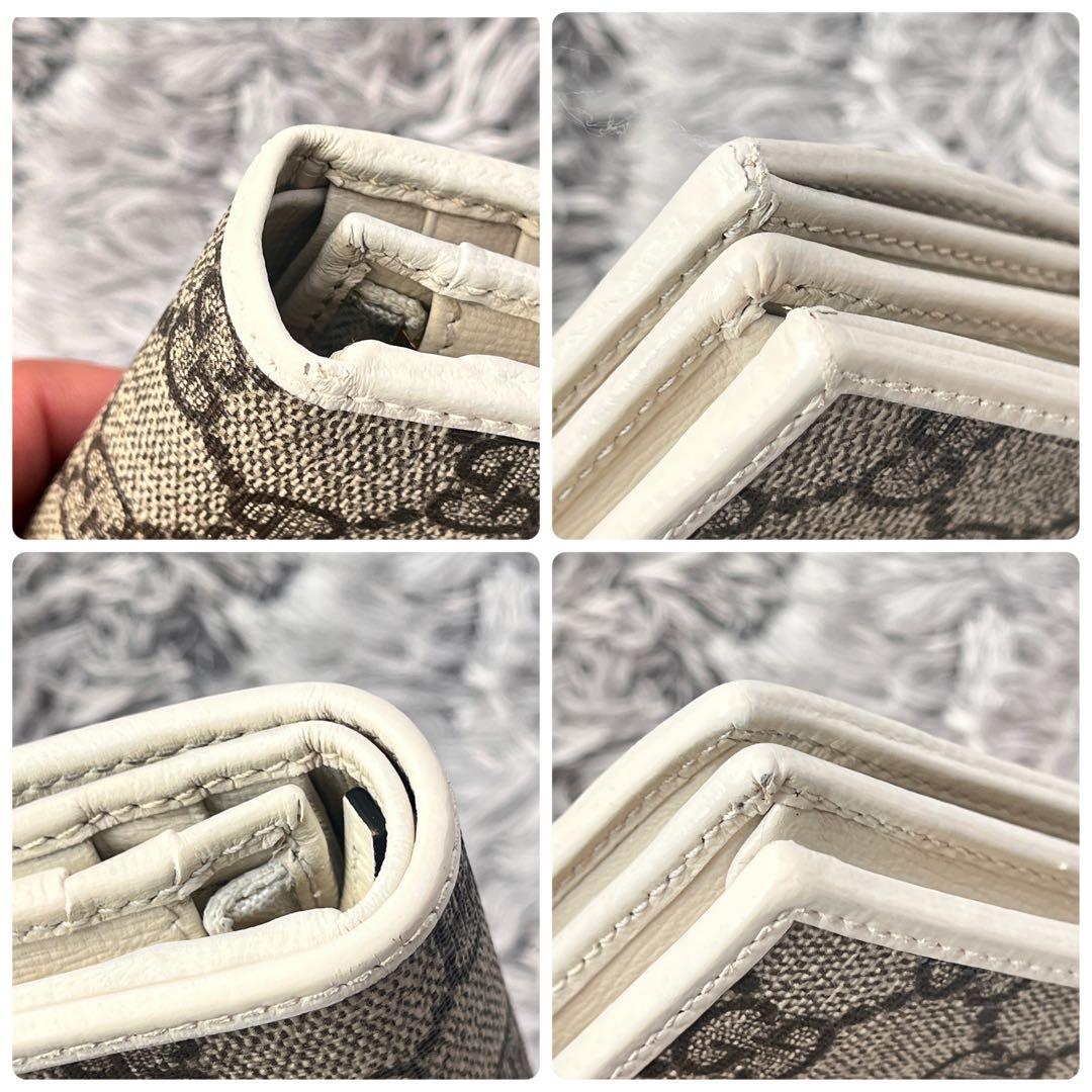 良品✨GUCCI GGスプリーム　ホワイト　折り財布　 ホースビット　レディース