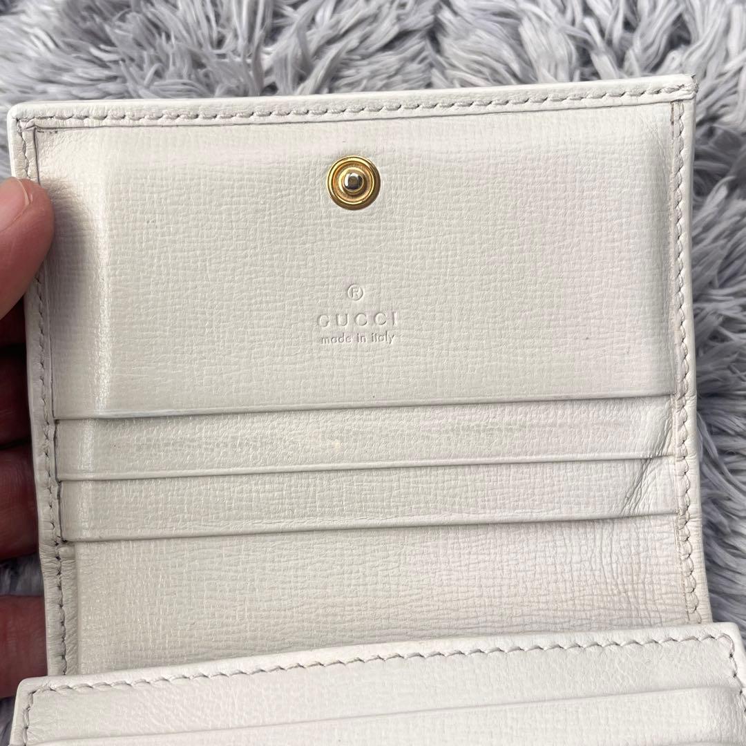 良品✨GUCCI GGスプリーム　ホワイト　折り財布　 ホースビット　レディース
