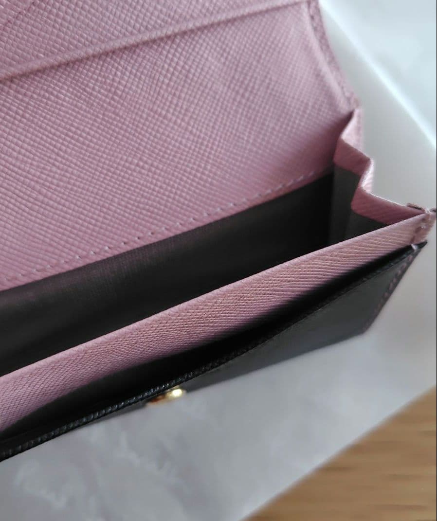 【美品】PaulSmith 名刺入れ 黒 ピンク クロスグレイン カードケース