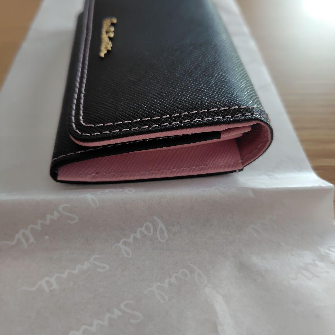 【美品】PaulSmith 名刺入れ 黒 ピンク クロスグレイン カードケース