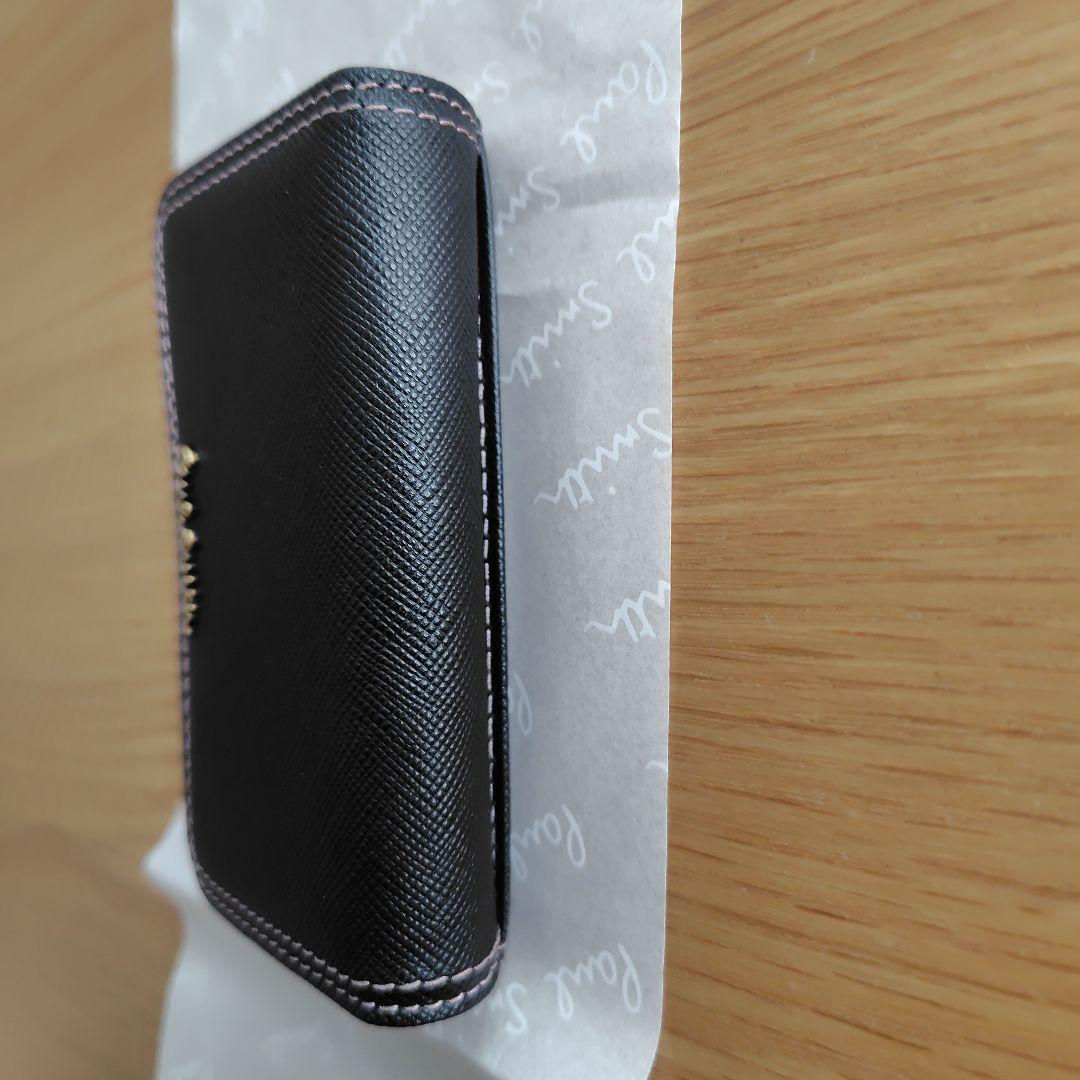 【美品】PaulSmith 名刺入れ 黒 ピンク クロスグレイン カードケース