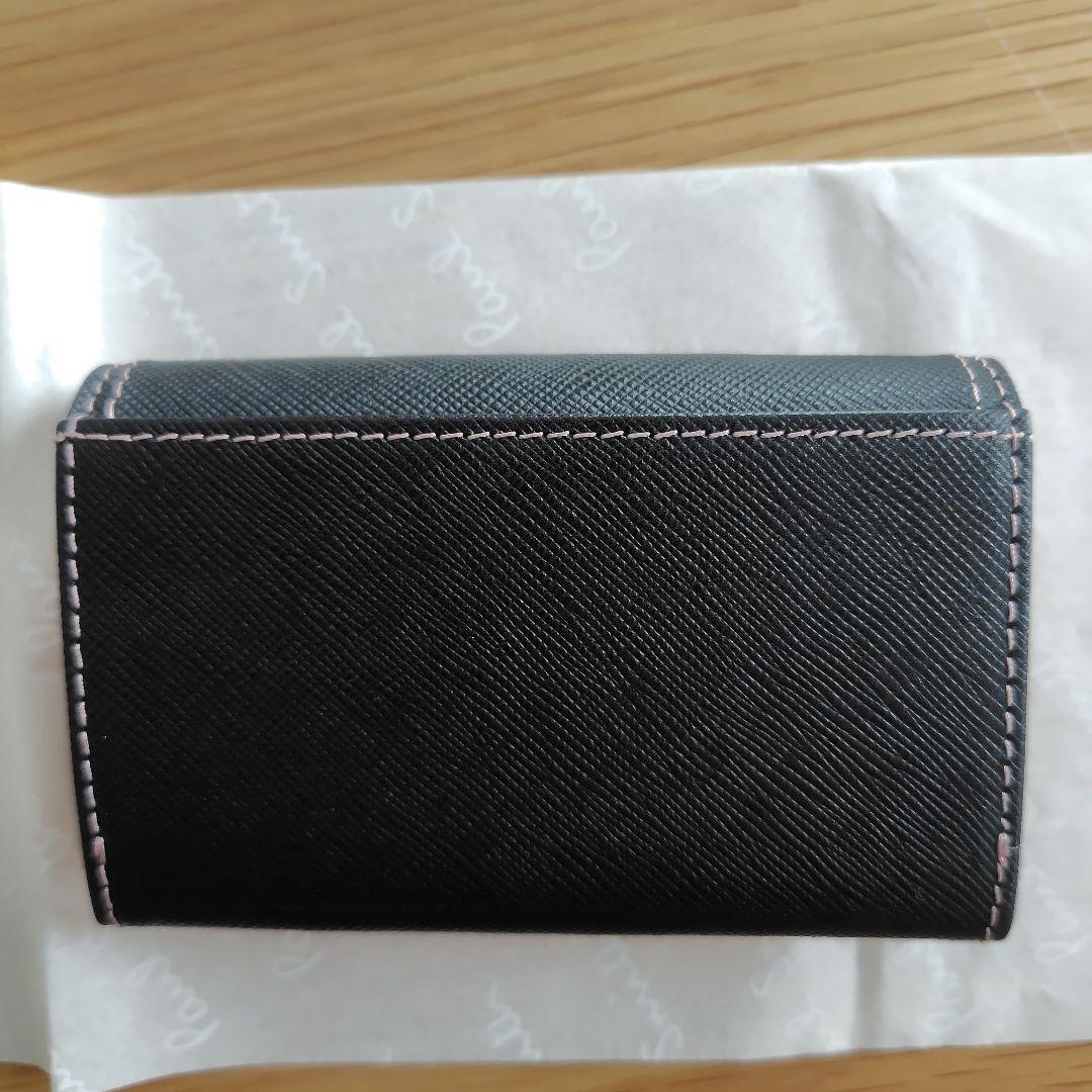 【美品】PaulSmith 名刺入れ 黒 ピンク クロスグレイン カードケース