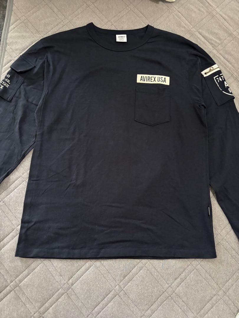 AVIREX Tシャツ XLサイズ ネイビー ホワイト