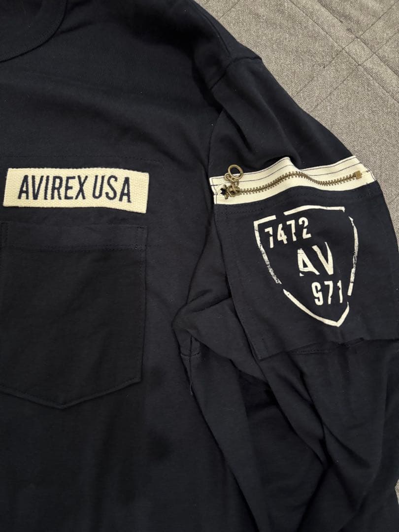 AVIREX Tシャツ XLサイズ ネイビー ホワイト