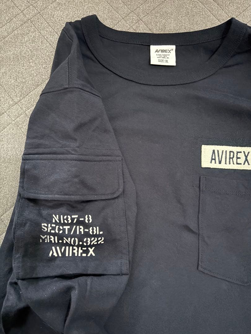 AVIREX Tシャツ XLサイズ ネイビー ホワイト