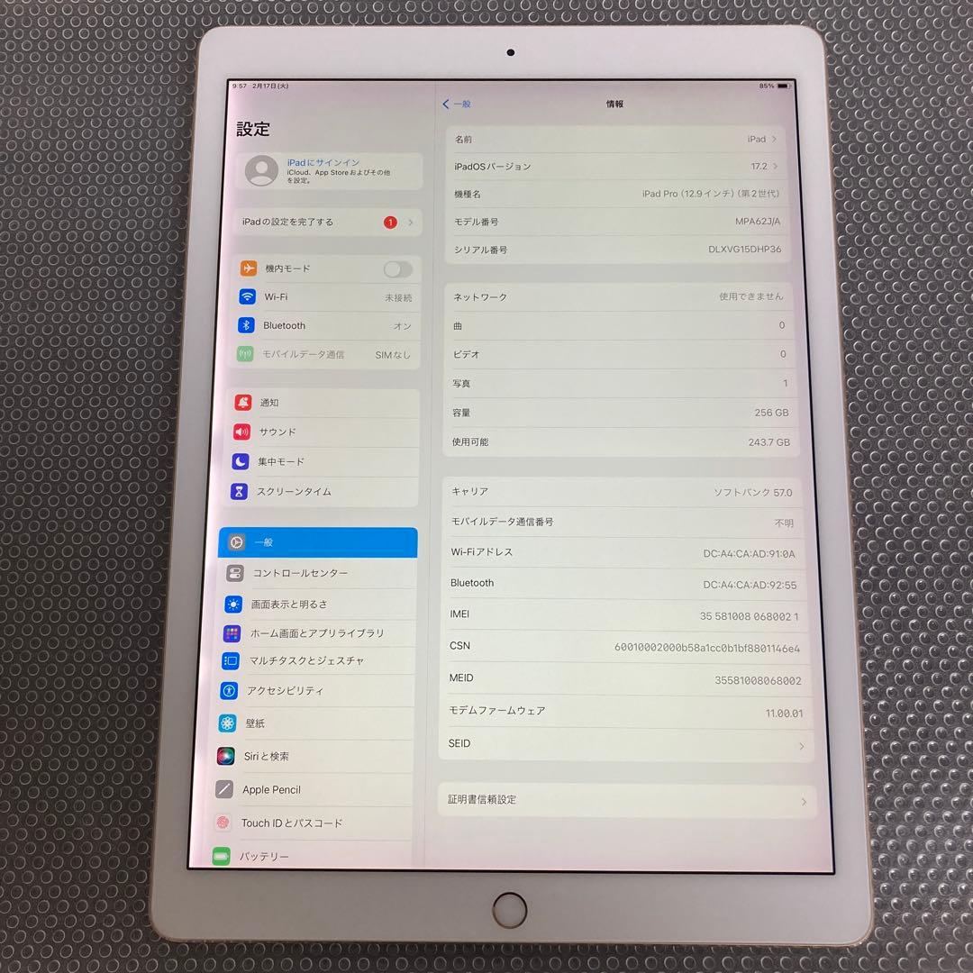 835 電池良好☆iPadPro2第2世代256GB12.9インチSIMフリー☆