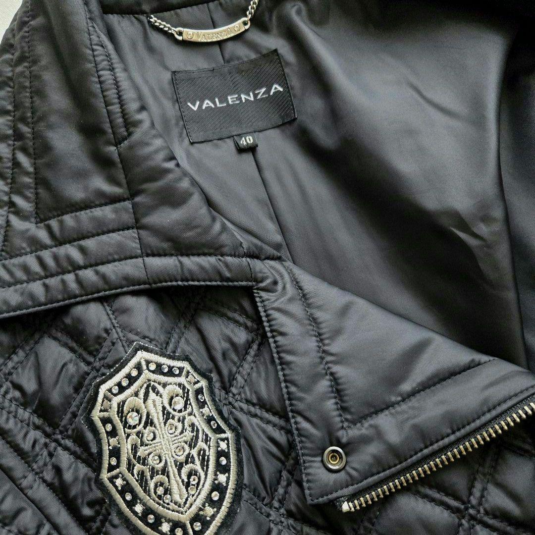 【美品】VALENZA　コート　軽量　ナイロン　黒　ラインストーン