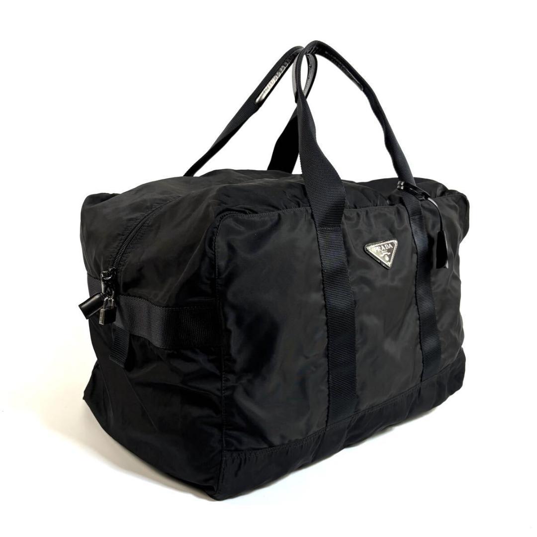 【美品】PRADA テスート ボストンバッグ プレート カデナ 付 イタリア製
