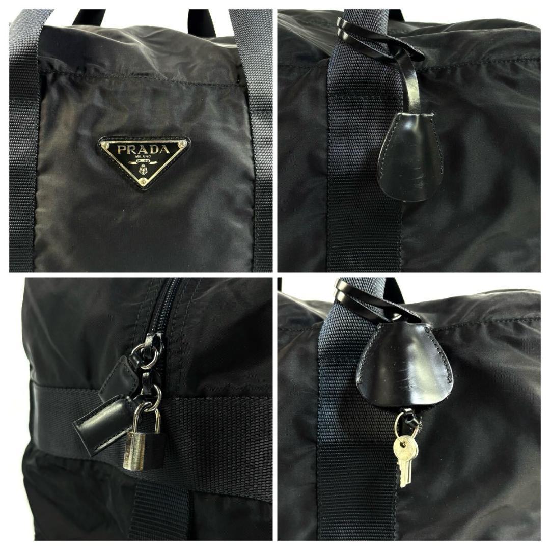 【美品】PRADA テスート ボストンバッグ プレート カデナ 付 イタリア製