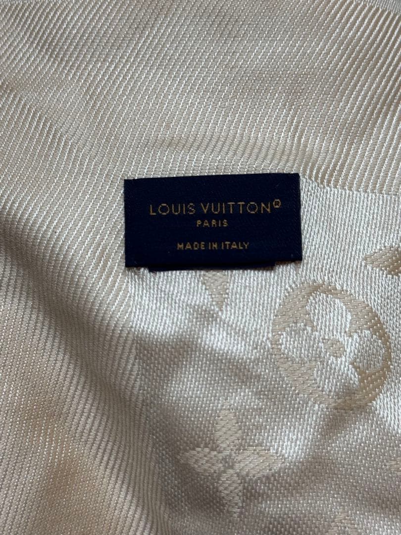 a*s様 美品 LOUIS VUITTON ベージュ シルク混合 ストール ロゴ