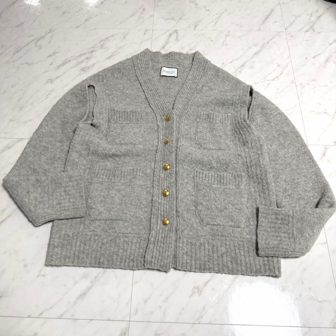 完売品✨️破格!セブンテン 2way ニット カーディガン 金ボタン グレー 羽織