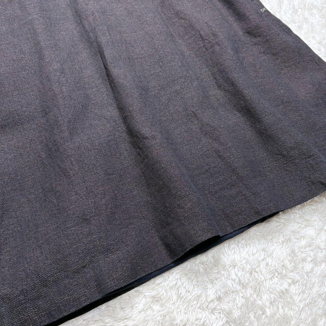【美品】45R インディゴ ギマツイード ワンピース 襟付き 無地