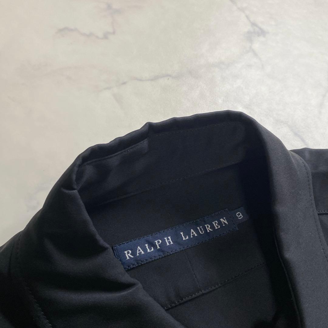 美品✨ラルフローレン シルク90 シャツワンピース シェルバックル 黒 M 9