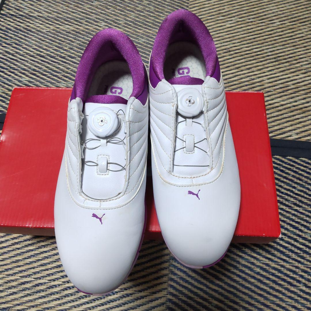 PUMA ゴルフシューズ ホワイト/パープル　※ グローブ 19cm 新品付