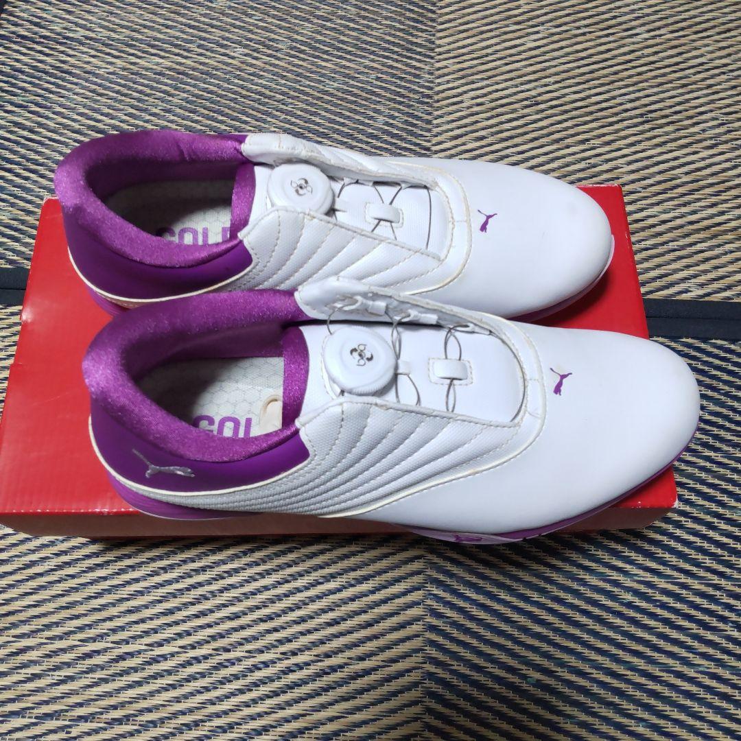 PUMA ゴルフシューズ ホワイト/パープル　※ グローブ 19cm 新品付