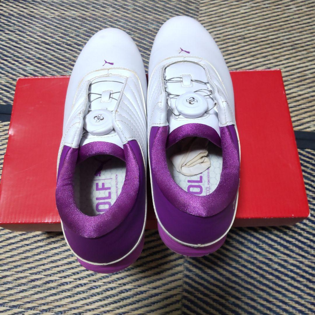 PUMA ゴルフシューズ ホワイト/パープル　※ グローブ 19cm 新品付