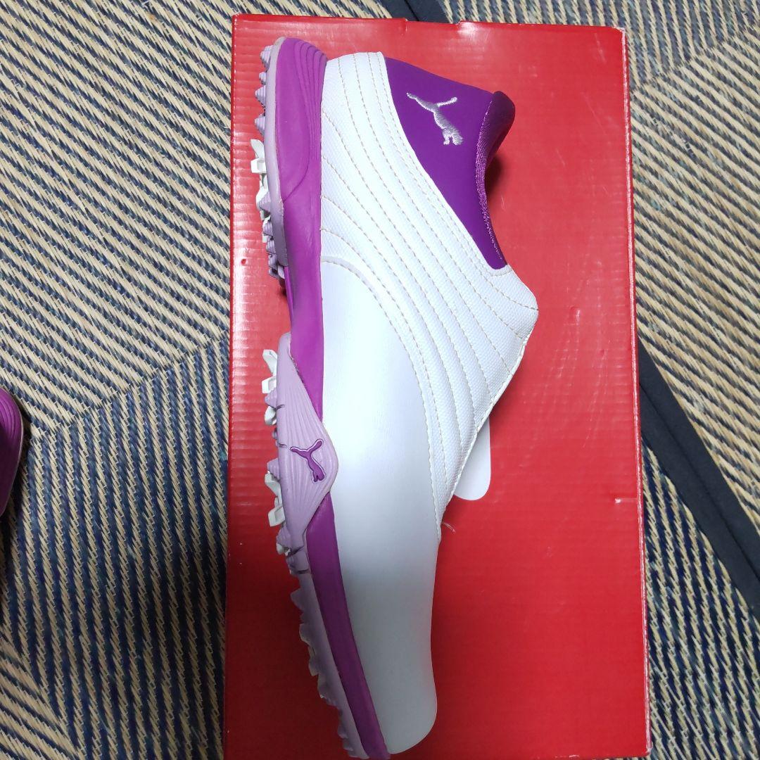 PUMA ゴルフシューズ ホワイト/パープル　※ グローブ 19cm 新品付