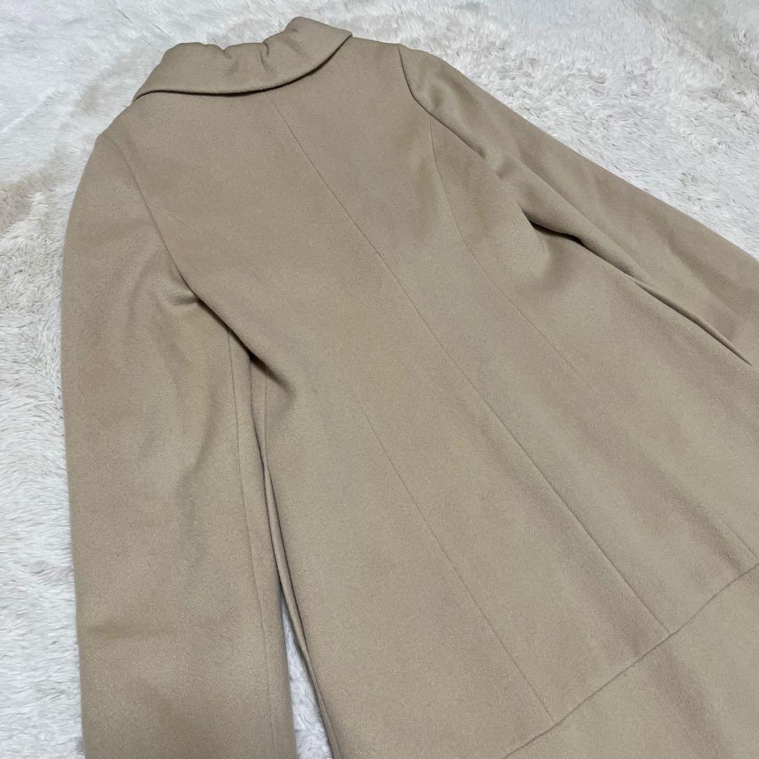 美品　エムズグレイシー　ロングコート　ノーカラーコート　花　装飾　総柄　ベージュ