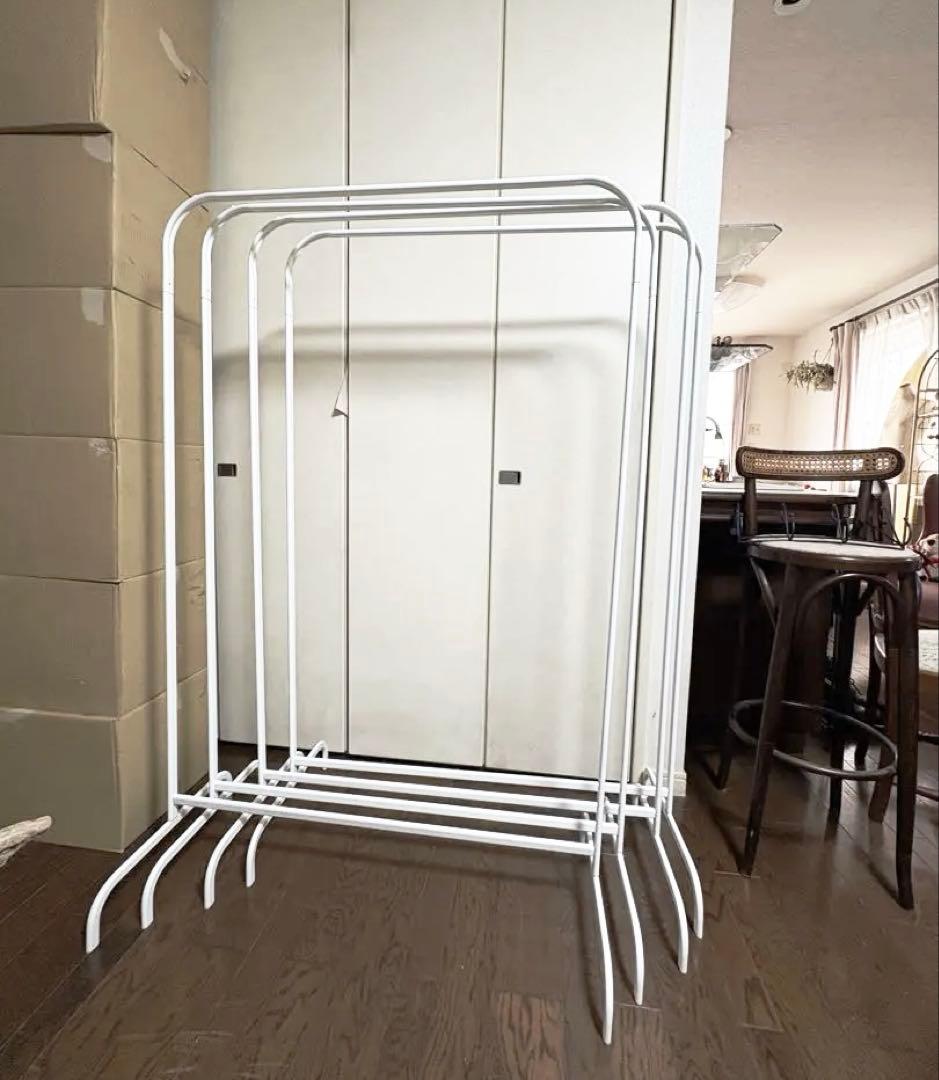ホワイト スチール ハンガーラック　IKEA MULIG 4セット