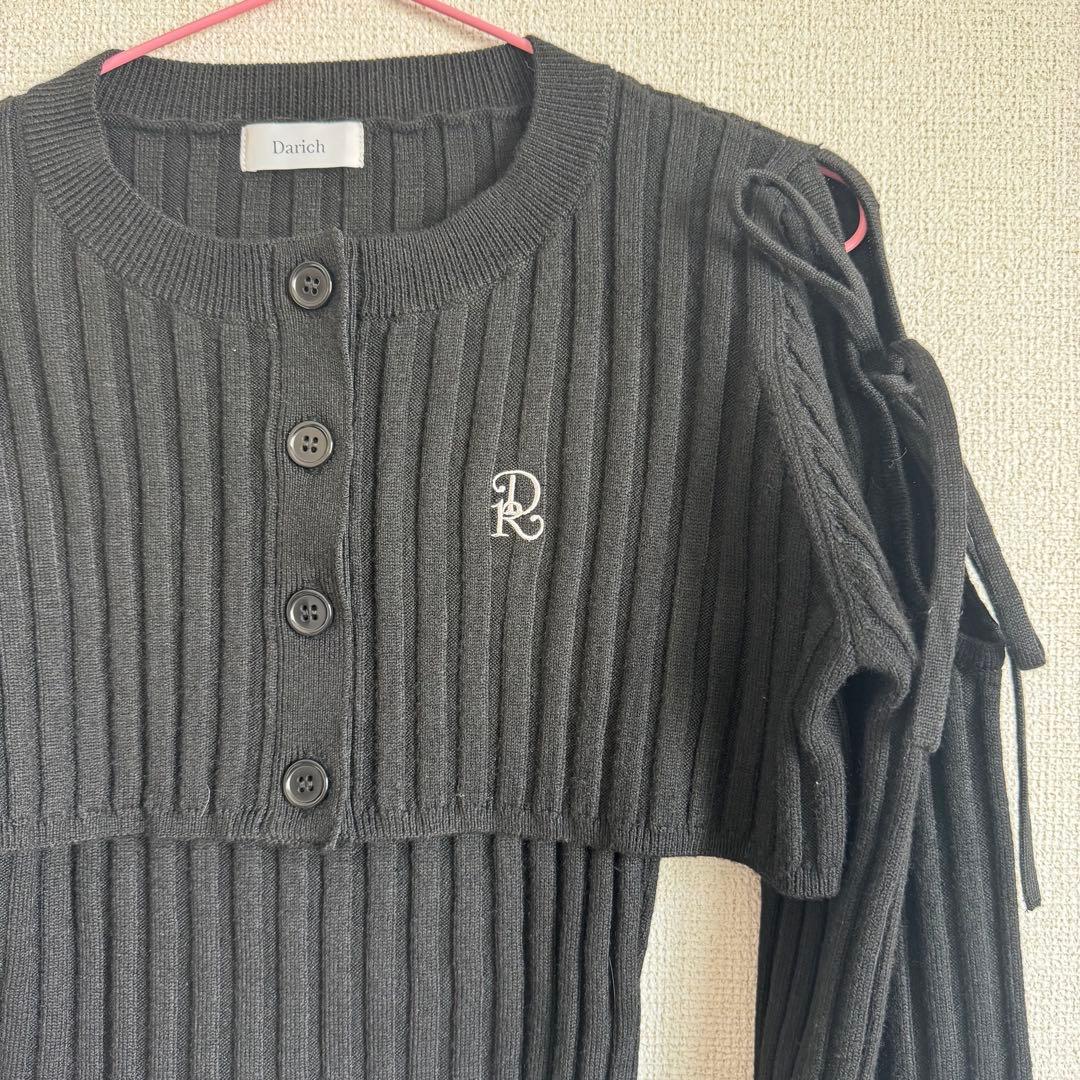 Darich ショルダーオープンアンサンブルニットトップス BLK ブラック