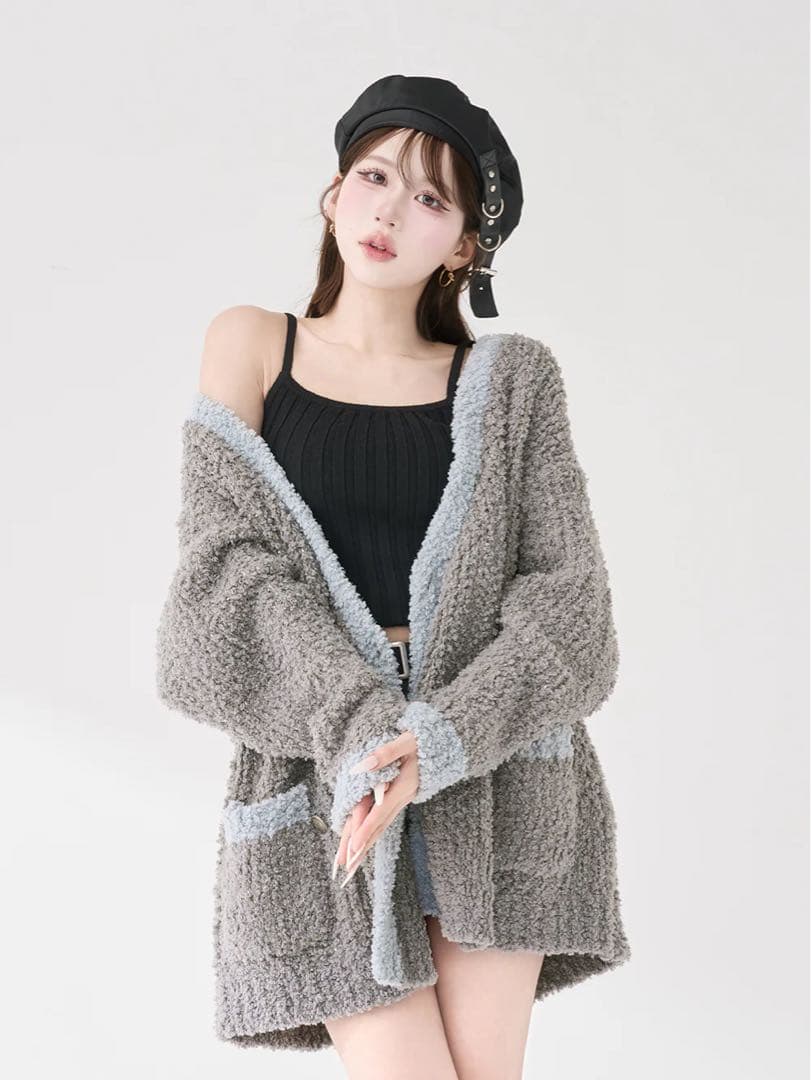 Darich ショルダーオープンアンサンブルニットトップス BLK ブラック