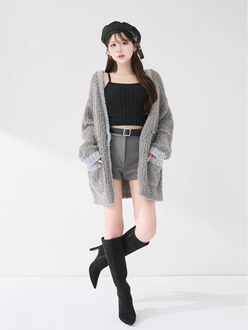 Darich ショルダーオープンアンサンブルニットトップス BLK ブラック