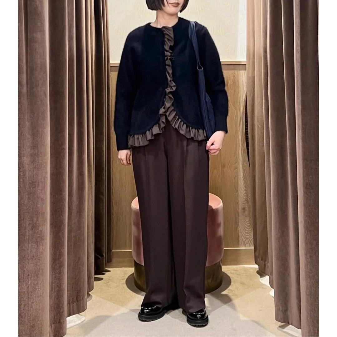 UNITED ARROWS フォックスカシミヤ フリルコンビ カーディガン