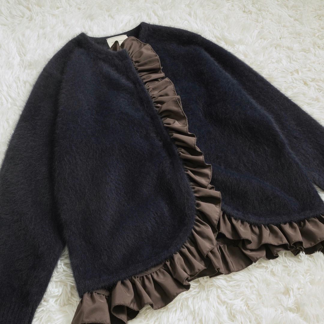 UNITED ARROWS フォックスカシミヤ フリルコンビ カーディガン