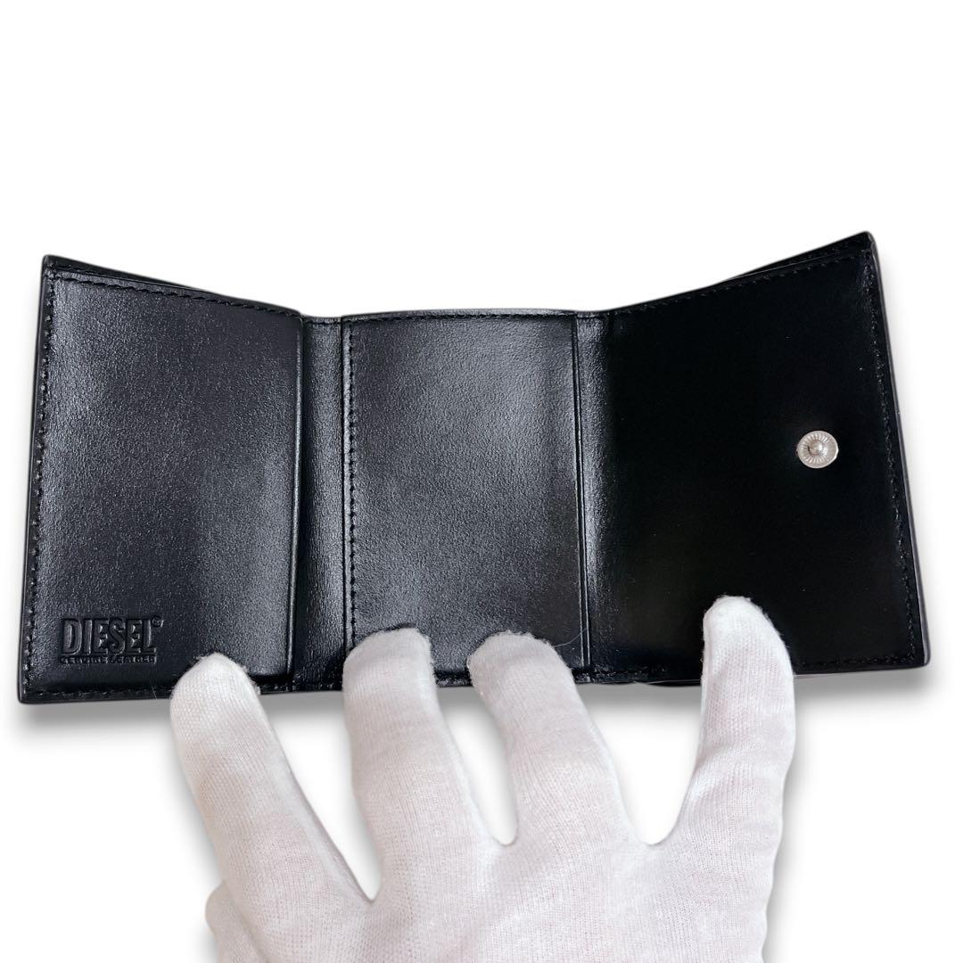 ディーゼル 三つ折り財布 レザー 黒 1DR Dロゴ　コンパクトウォレット