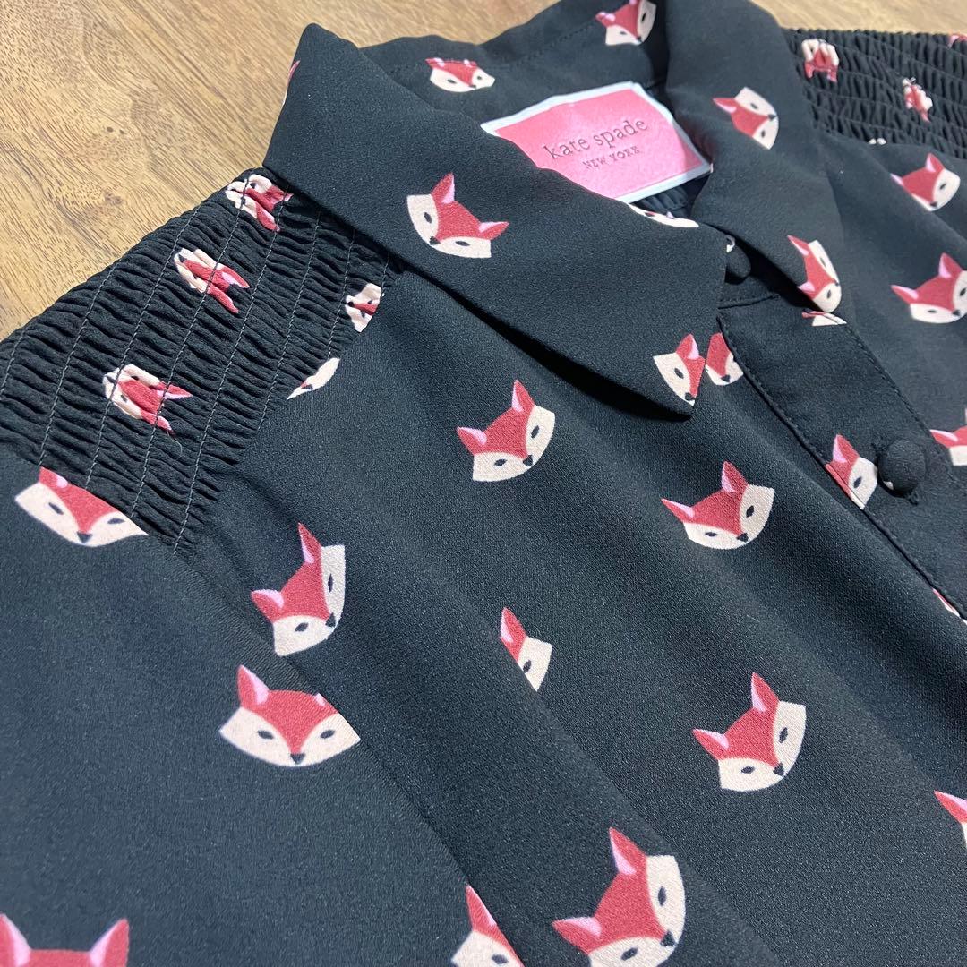 Kate spade ケイトスペード きつね　フォックス　ワンピース　長袖　総柄