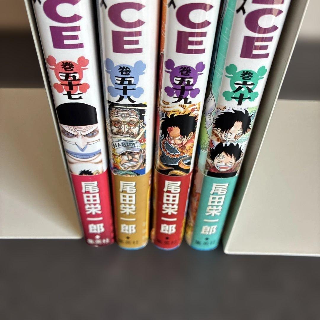 ONE PIECE 初版頂上戦争 ５７巻〜６０巻帯付き、チラシ付き 全４巻セット