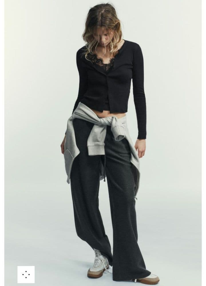 【最安値】ZARA コンビネーションレーストップジャケット S ブラック 完売品