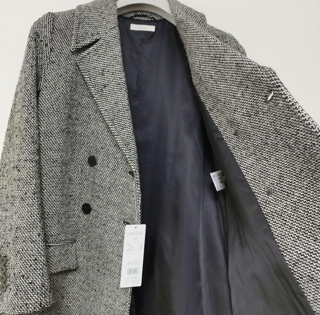 定価12万 EPOCA エポカ ロングコート シルク混 　ツイード グレー