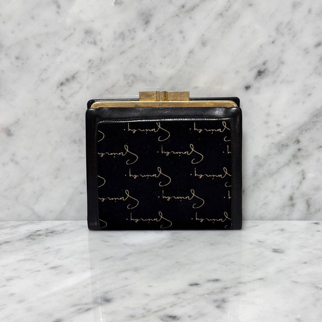 美品 GIVENCHY ジバンシー 二つ折り財布 ブラック 黒 ロゴ がま口財布