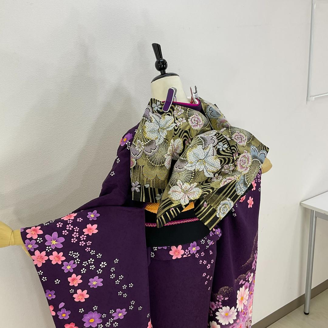 お振袖 紫　正絹　美品　成人式