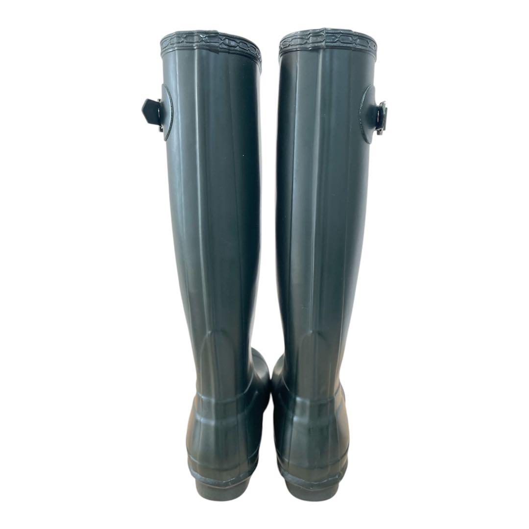 美品 HUNTER レインブーツ 23cm ダークオリーブ グリーン系