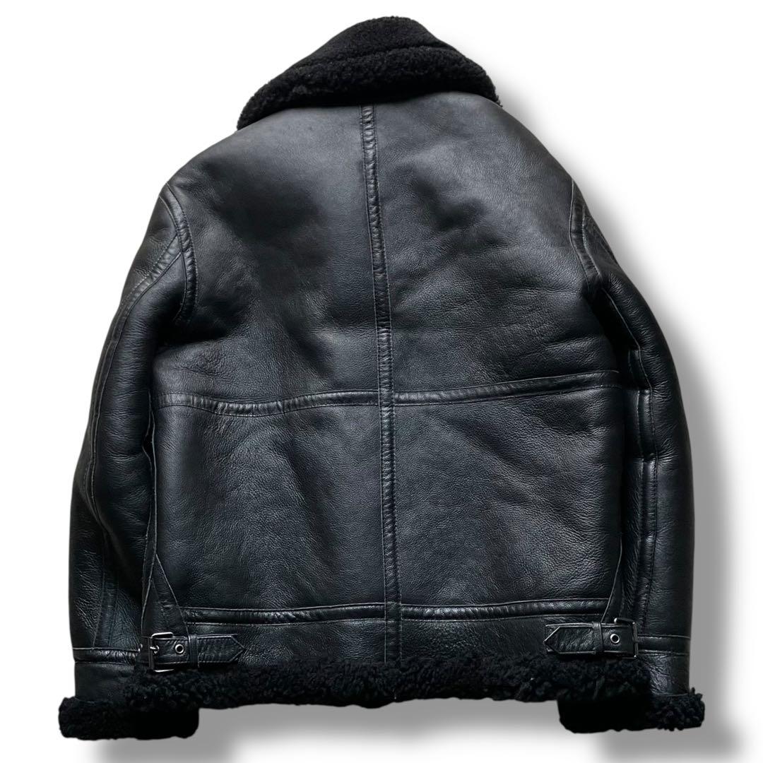 数回着美品 オールブラック 本革 B-3 シープスキン ムートン size M