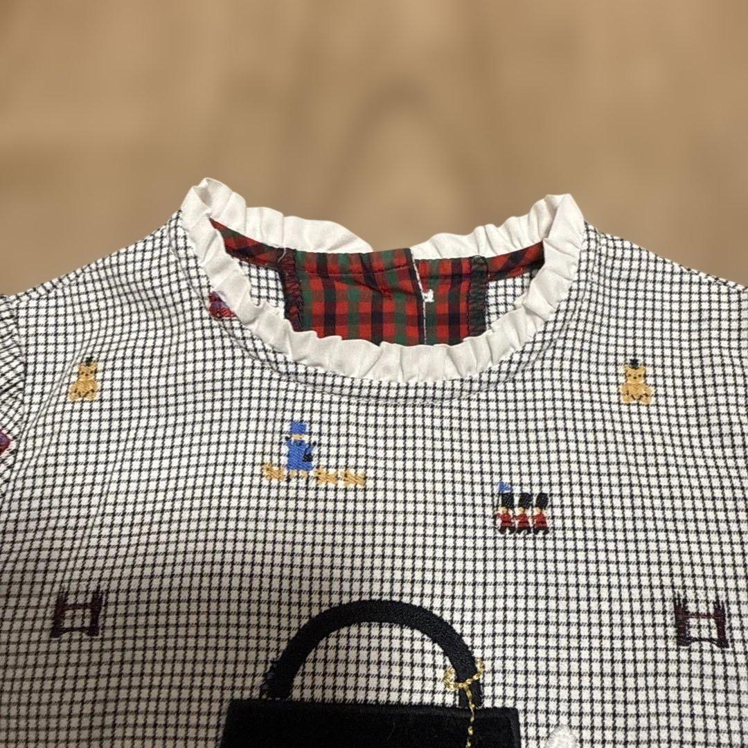 familiar チェック柄刺繍ワンピース 90
