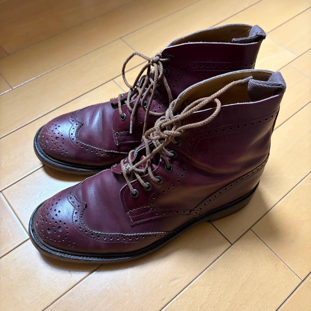 Tricker'sトリッカーズ　バーガンディ ブーツ24cm