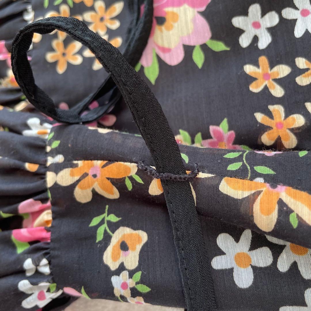 花柄ワンピース M'SGRACYエムズグレイシー 40(M)黒 シフォン フレア