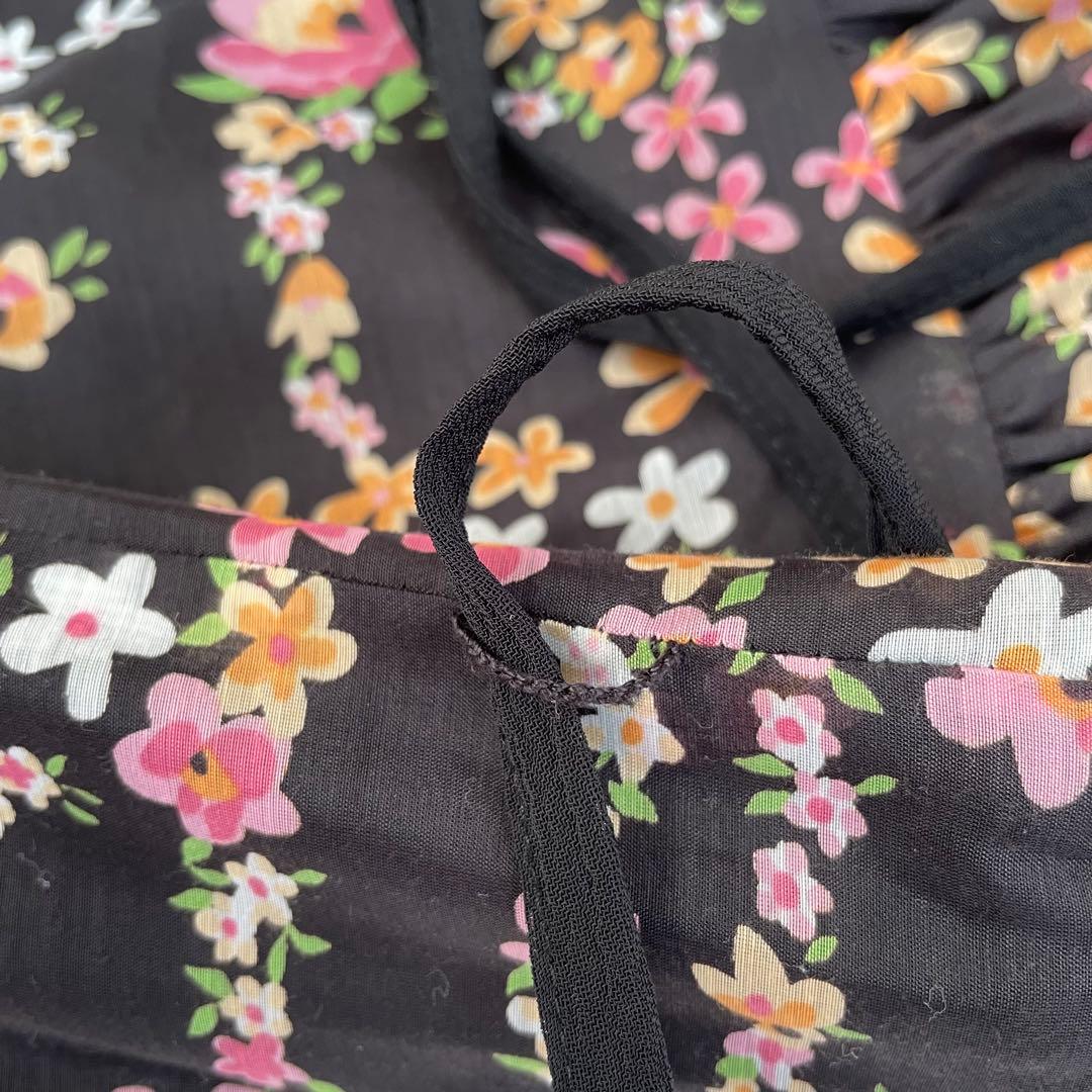 花柄ワンピース M'SGRACYエムズグレイシー 40(M)黒 シフォン フレア