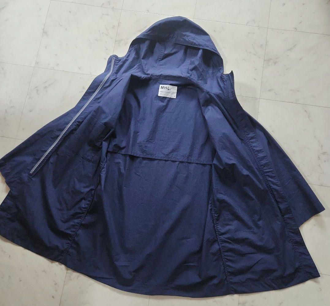 MHL. フーデットコート 綿100% 軽量 ネイビー 紺 ゆったりめ 日本製