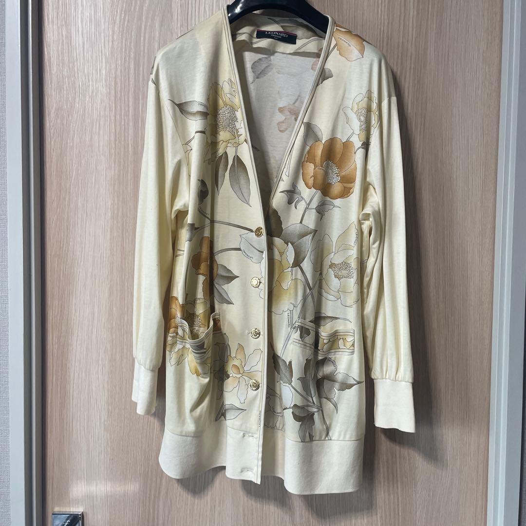 LEONARD 花柄カーディガン 長袖 アイボリー