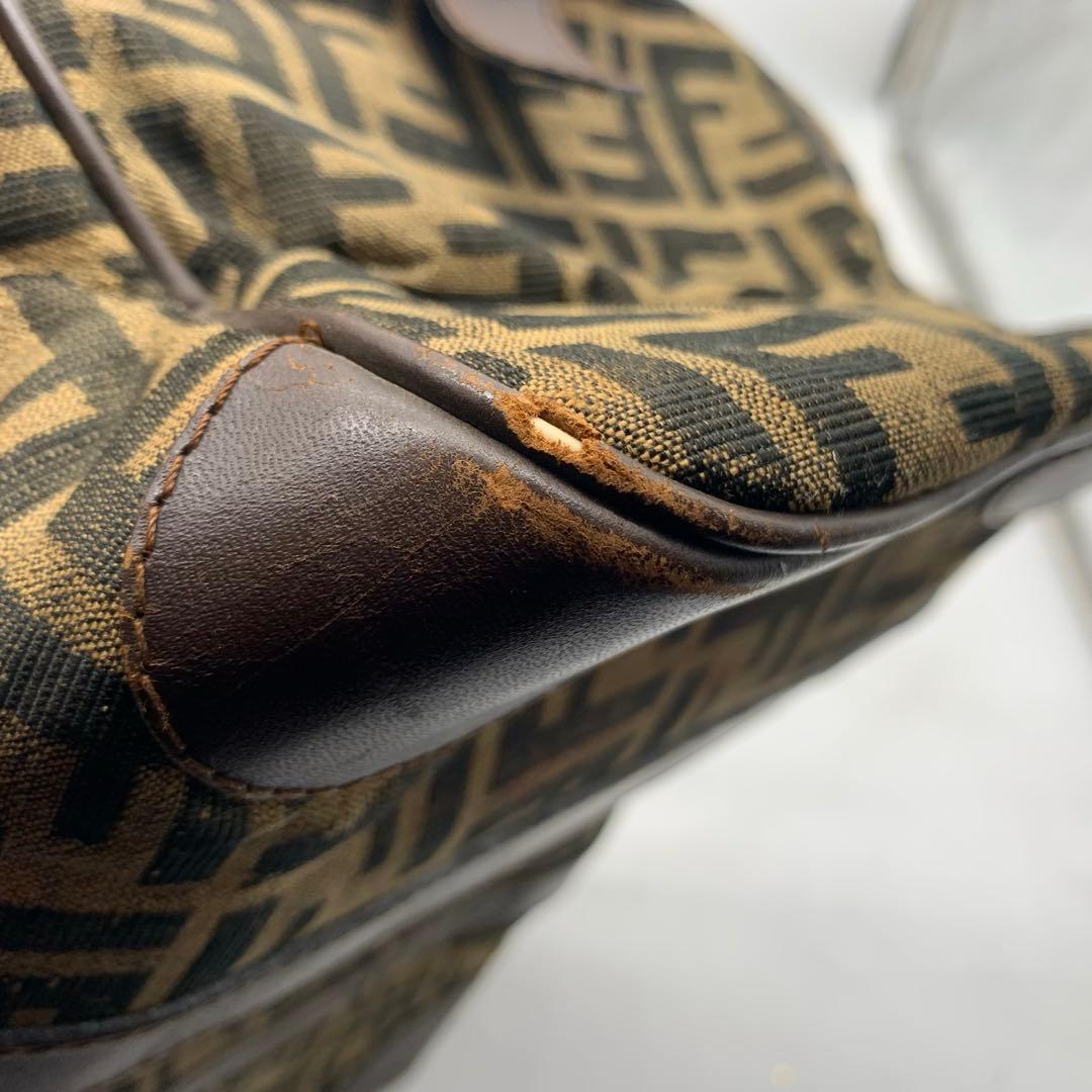 FENDI ズッカ柄 ボストンバッグ　キャンバス　レザー　ヴィンテージ