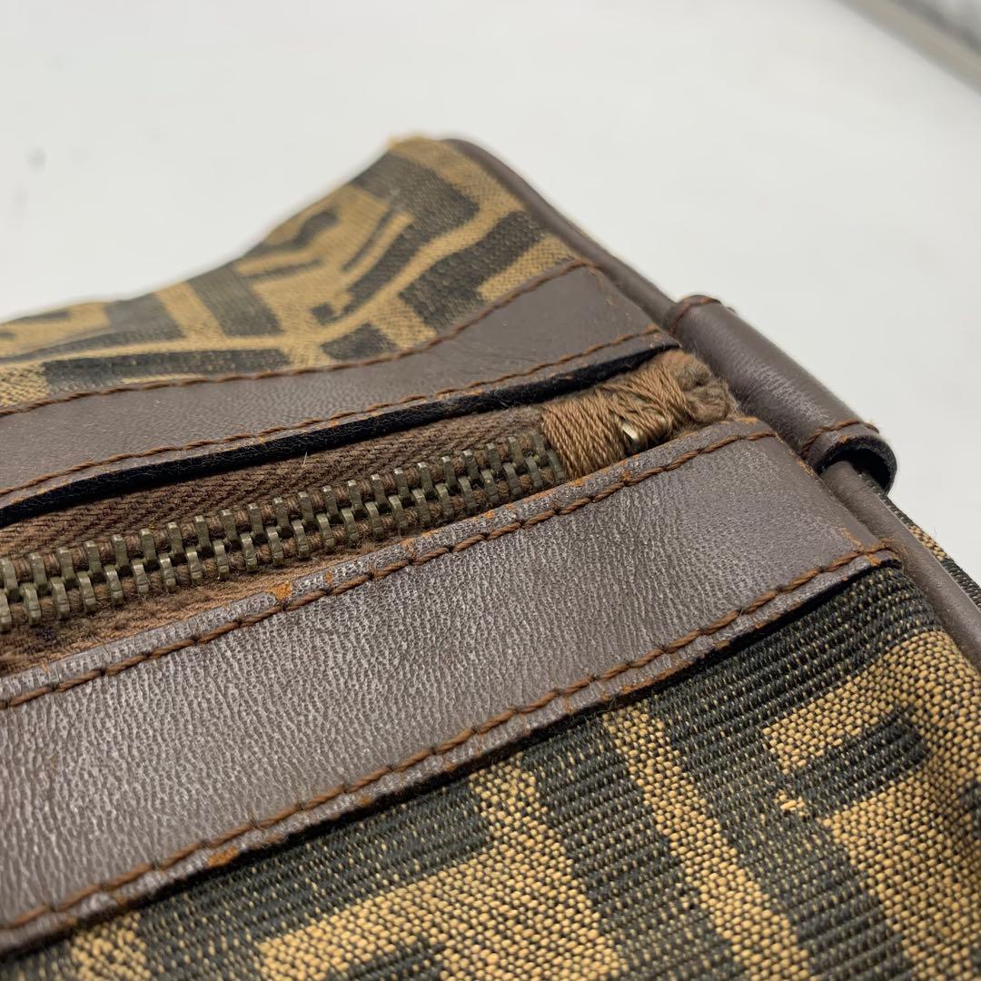 FENDI ズッカ柄 ボストンバッグ　キャンバス　レザー　ヴィンテージ