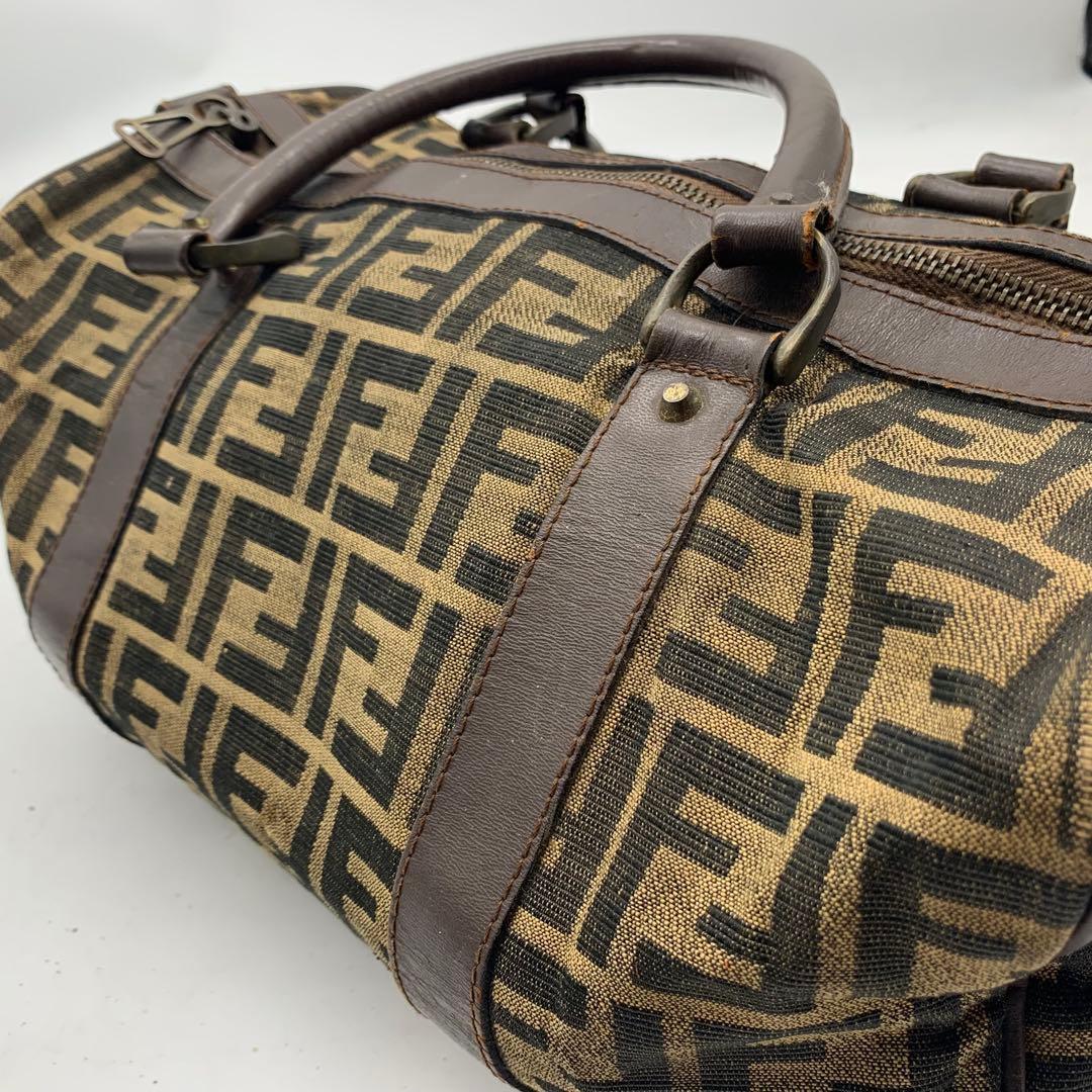 FENDI ズッカ柄 ボストンバッグ　キャンバス　レザー　ヴィンテージ