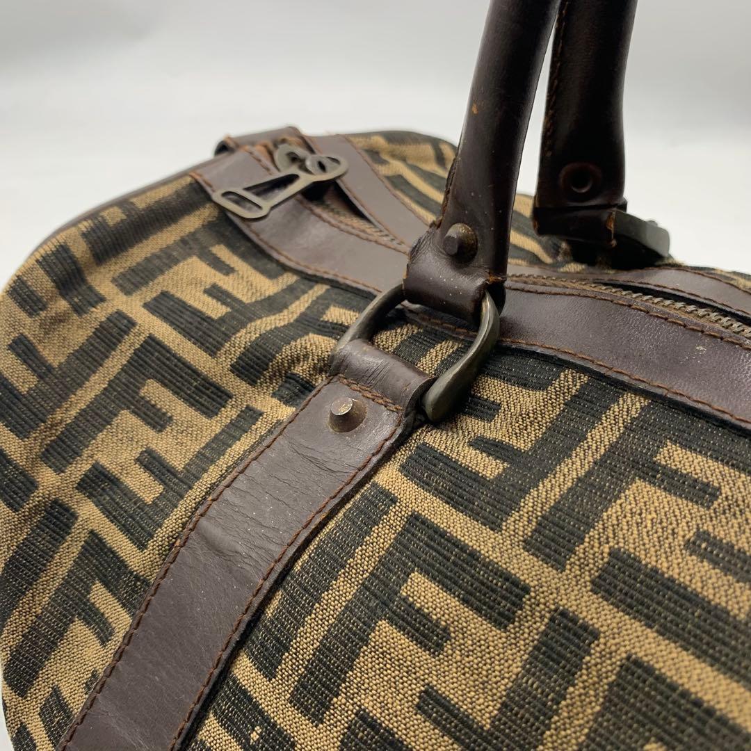 FENDI ズッカ柄 ボストンバッグ　キャンバス　レザー　ヴィンテージ
