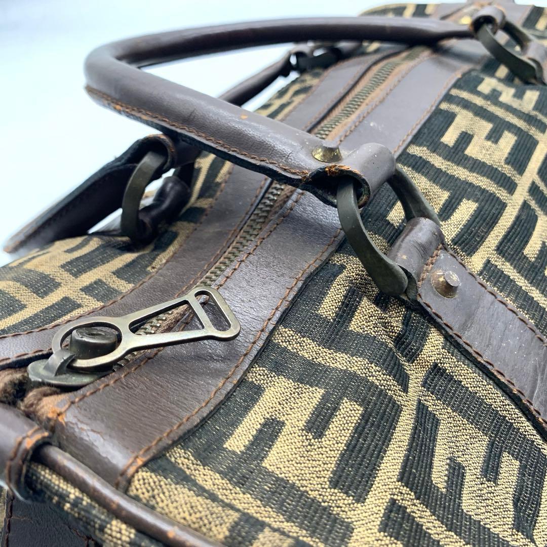 FENDI ズッカ柄 ボストンバッグ　キャンバス　レザー　ヴィンテージ