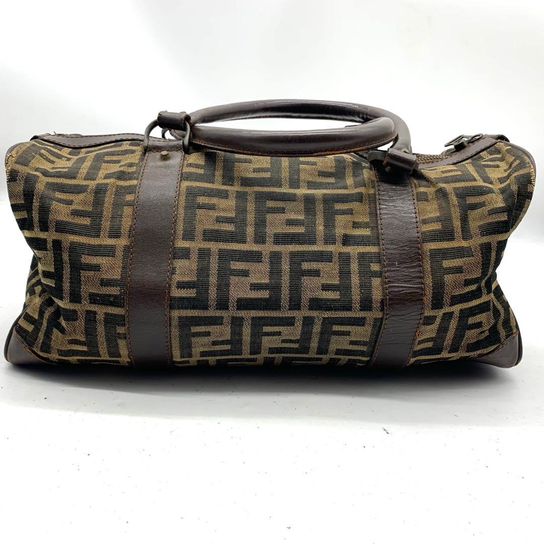 FENDI ズッカ柄 ボストンバッグ　キャンバス　レザー　ヴィンテージ